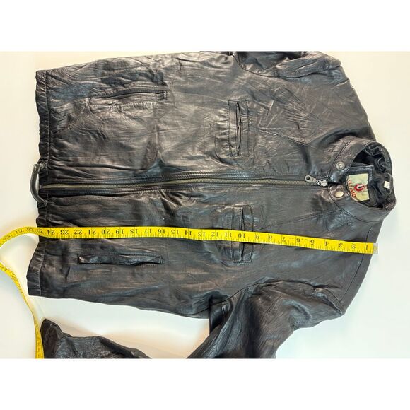 Ultimo Black Leather Bomber Jacket Classic Motorcycle Style - Picture 5 of 6